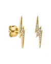 Sydney Evan 14k Yellow Gold Diamond Lightning Bolt Stud Earrings In Gold