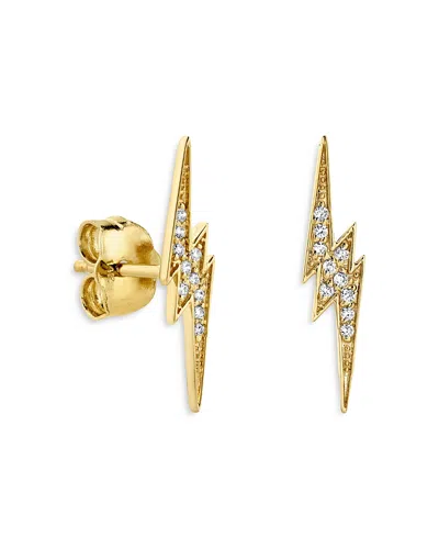 SYDNEY EVAN 14K YELLOW GOLD DIAMOND LIGHTNING BOLT STUD EARRINGS