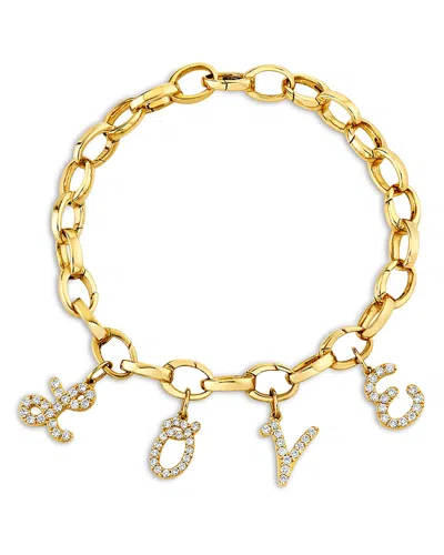 Sydney Evan 14k Yellow Gold Diamond Love Charm Bracelet