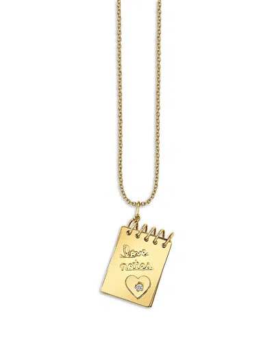 Sydney Evan 14k Yellow Gold Diamond Love Notes Notebook Necklace, 20-22