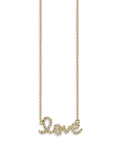 Sydney Evan 14k Yellow Gold Diamond Love Script Pendant Necklace, 18