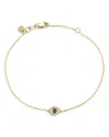 Sydney Evan 14k Yellow Gold Diamond Mini Evil Eye Charm Bracelet In Gold