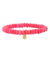 Sydney Evan 14k Yellow Gold Diamond Nautilus Charm Hot Pink Ethiopian Opal Bead Bracelet In Pink