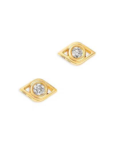 Sydney Evan 14k Yellow Gold Diamond Open Evil Eye Stud Earrings