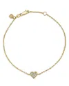 Sydney Evan 14k Yellow Gold Diamond Pave Heart Chain Link Bracelet In Gold