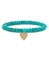Sydney Evan 14k Yellow Gold Baby Heart Turquoise And Diamond Bracelet