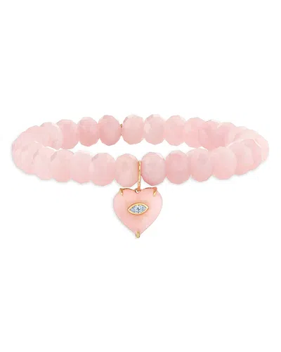 Sydney Evan 14k Yellow Gold Diamond, Pink Opal & Rose Quartz Bracelet