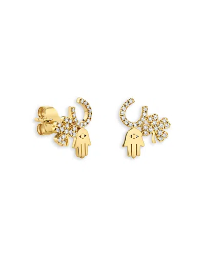 Sydney Evan 14k Yellow Gold Diamond Protection Stud Earrings
