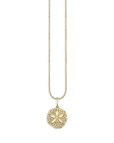 Sydney Evan 14k Yellow Gold Diamond Sand Dollar Charm Necklace, 18 In Blue