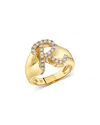 Sydney Evan 14k Yellow Gold Diamond Script Letter R Signet Ring, 0.41 Tcw In Gold