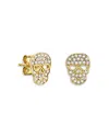 Sydney Evan 14k Yellow Gold Diamond Skull Stud Earrings In Gold