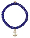 Sydney Evan 14k Yellow Gold Diamond Small Anchor Charm Beaded Bracelet In Gold