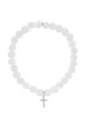 Sydney Evan 14k Yellow Gold Diamond Small Cross Clam Charm Bracelet In White