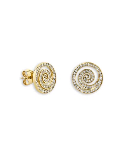Sydney Evan 14k Yellow Gold Diamond Swirl Stud Earrings