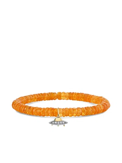 Sydney Evan 14k Yellow Gold Diamond Ufo Bracelet In Brown