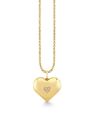Sydney Evan 14k Yellow Gold Diamond Wallpaper Heart Locket Necklace, 16