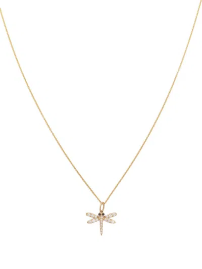 Sydney Evan 14k Yellow Gold Dragonfly Charm Diamond Necklace