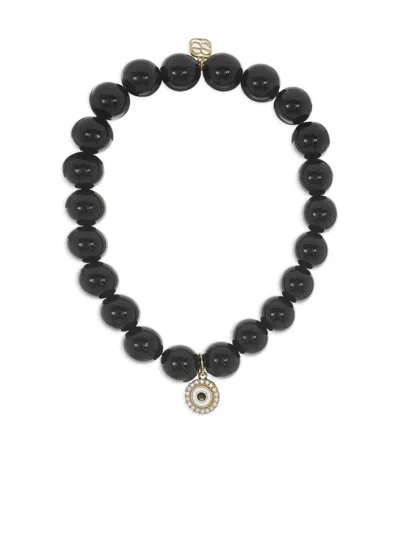 Sydney Evan 14k Yellow Gold Evil Eye Diamond And Onyx Bracelet In Black
