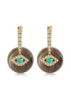 Sydney Evan 14k Yellow Gold Evil Eye Diamond Drop Earrings In Brown