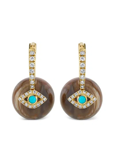 SYDNEY EVAN 14K YELLOW GOLD EVIL EYE DIAMOND EARRINGS