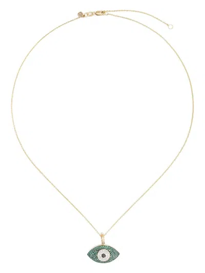 Sydney Evan 14k Yellow Gold Evil Eye Emerald Diamond Necklace