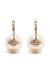 Sydney Evan 14kt Yellow Gold Evil Eye Pearl And Diamond Earrings In Gold