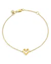 Sydney Evan 14k Yellow Gold Fluted Heart Chain Link Bracelet In Gold