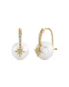 Sydney Evan 14k Yellow Gold Freshwater Pearl & Diamond Pave Starburst Bead Earrings, 0.09 Ct. T. W. In White/gold