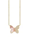 Sydney Evan 14k Yellow Gold Glinda Diamond Pave Butterfly Pendant Necklace, 18 In Gold/pink