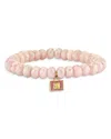Sydney Evan 14k Yellow Gold Glinda Luggage Charm Pink Beaded Bracelet In Pink/gold
