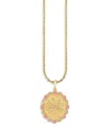 Sydney Evan 14k Yellow Gold Glinda Wand Diamond & Pink Sapphire Coin Pendant Necklace, 18 In Gold