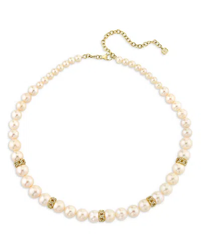 Sydney Evan 14k Yellow Gold Graduated Freshwater Pearl & Diamond Link Collar Necklace, 18-20
