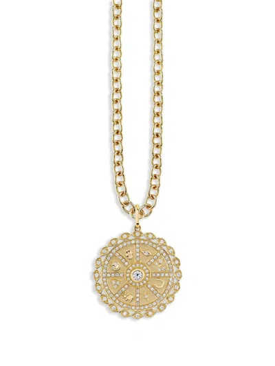 Sydney Evan 14k Yellow Gold Icon Wheel Coin Diamond Pendant Charm