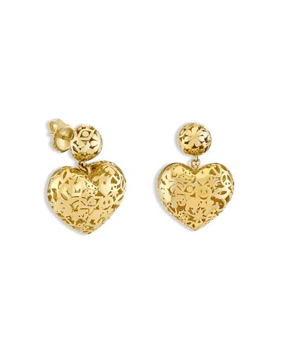 Sydney Evan 14k Yellow Gold Icons Heart & Bead Wallpaper Drop Earrings