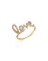 Sydney Evan 14k Yellow Gold Large Love Script Ring With Diamonds, 0.31 Ct. T. W. In Gold