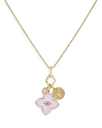 Sydney Evan 14k Yellow Gold Lilac Flower Charm Necklace, 24 In Purple/gold