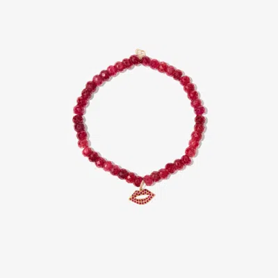 Sydney Evan 14k Yellow Gold Lips Beaded Diamond Bracelet
