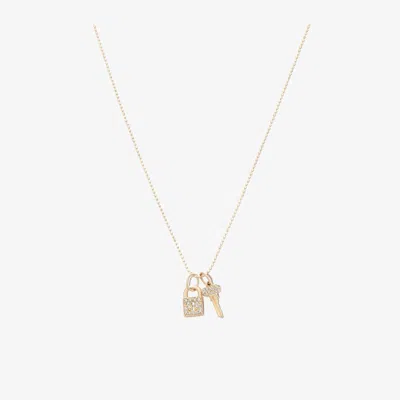 Sydney Evan 14k Yellow Gold Lock Key Combo Diamond Necklace