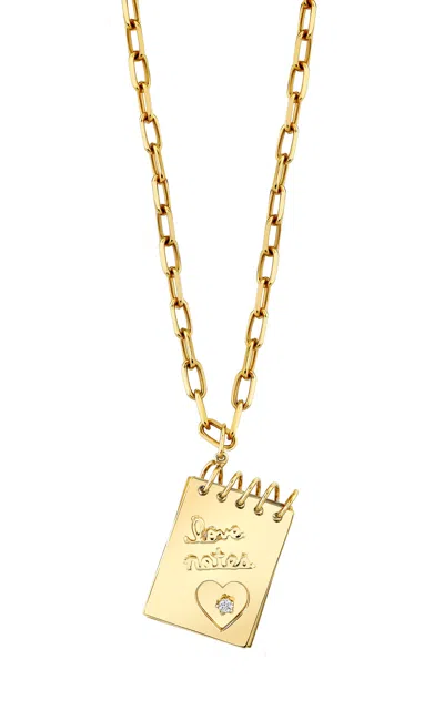 Sydney Evan 14k Yellow Gold Love Note Charm Necklace (with Engraving) In Gold
