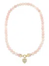Sydney Evan 14k Yellow Gold Love Rose Quartz And Diamond Necklace