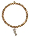 Sydney Evan 14k Yellow Gold Love Script Charm Beaded Bracelet With Diamonds, 0.12 Ct. T. W. In Gold
