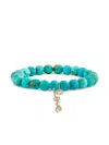 Sydney Evan 14k Yellow Gold Love Script Turquoise And Diamond Bracelet In Blue