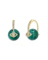 Sydney Evan 14k Yellow Gold Malachite & Diamond Bezel Evil Eye Earrings In Green/gold