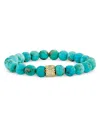 Sydney Evan 14k Yellow Gold Matrix Turquoise & Diamond Beaded Stretch Bracelet In Blue/gold