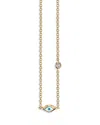 Sydney Evan 14k Yellow Gold Mini Enamel Evil Eye Pendant Necklace, 18 In Gold