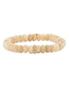 Sydney Evan 14k Yellow Gold Opal & Diamond Rondelle Sand Moonstone Bead Stretch Bracelet In Neutral