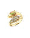 Sydney Evan 14k Yellow Gold Opal & Diamond Snake Bypass Ring In Gold