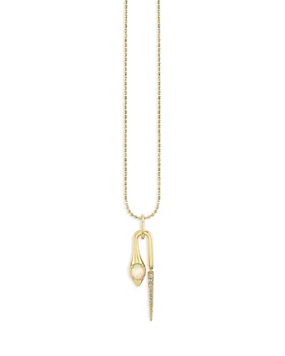 Sydney Evan 14k Yellow Gold Opal & Diamond Snake Pendant Necklace, 18