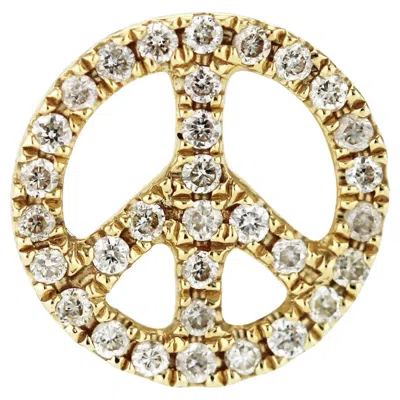Pre-owned Sydney Evan 14k Yellow Gold Pave Diamond Peace Sign Single Stud Earrings