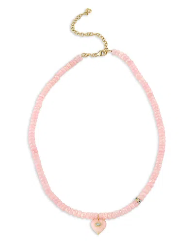 Sydney Evan 14k Yellow Gold Pink Grapolite & Diamond Heart Pendant Necklace, 15-18